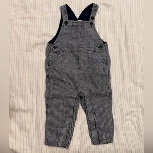 Janie and Jack Navy and White Gingham Overalls